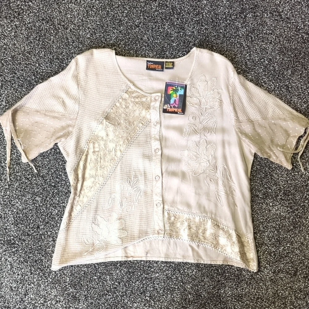 Vintage Indian Tropical Fashion 2-Piece Set Top&Skirt L Boho Festival Rayon NWT - Picture 3 of 13